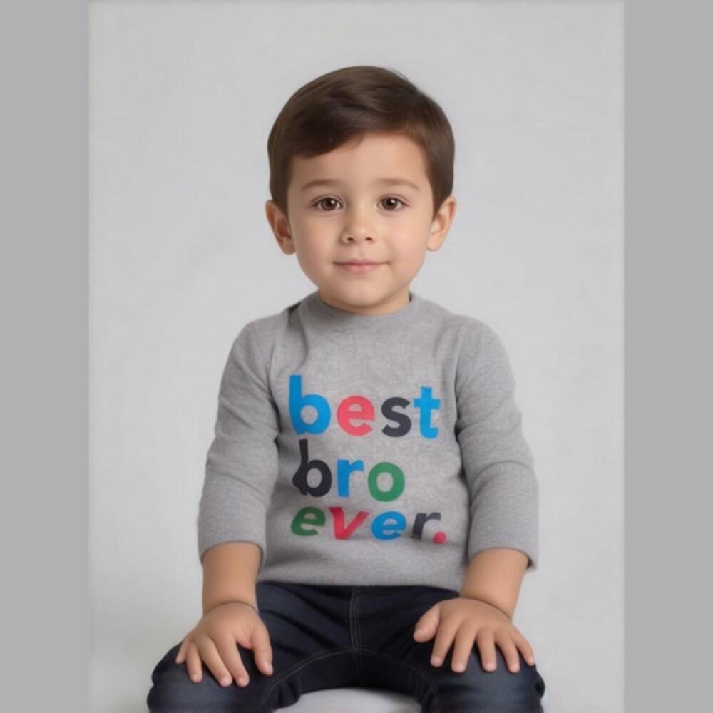 Old Navy Boys Shirt Size 3T Best Bro Ever Long Sleeve Gray‎ Tee Blue Green Red